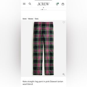 J.Crew Kate wool blend plaid pants. Size 2. Great condition.